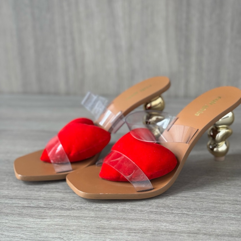 *Cult Gaia” Meta PVC Sandals